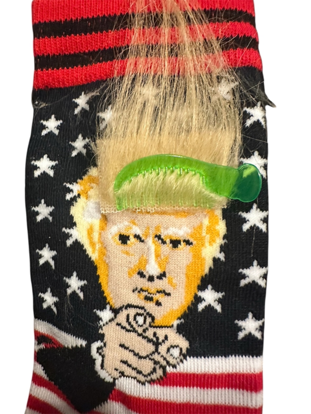 Trump Novelty Red & White Striped Crew Socks- Unisex 8-11